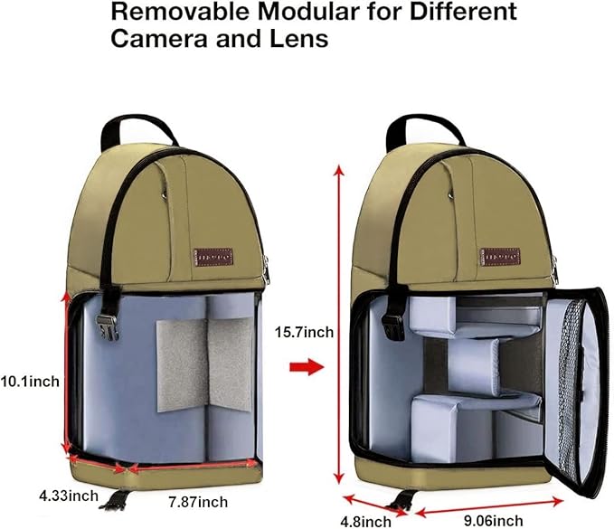 MOSISO Camera Sling Bag, DSLR/SLR/Mirrorless Camera Backpack Case Shockproof Photography Backpack with Tripod Holder & Removable Modular Inserts Compatible with Canon/Nikon/Sony/Fuji