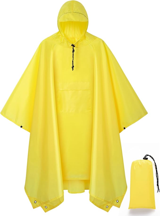 salamra Hooded Rain Poncho Waterproof Raincoat Jacket for Men/Women/Adults with Pocket