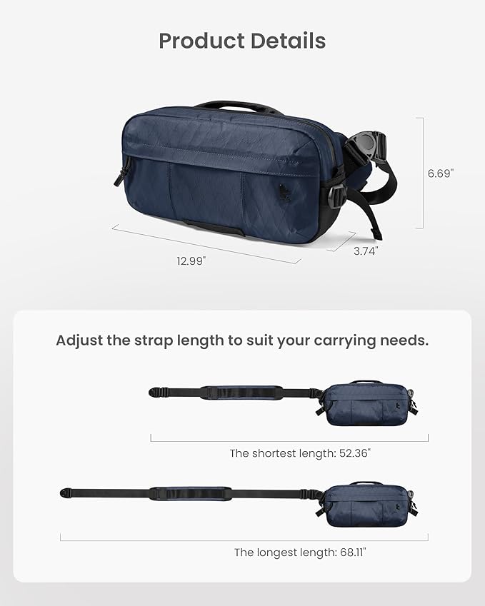 tomtoc 5.5L X-Pac Sling Bag for Nintendo Switch 2, Heavy Duty Crossbody Bag for Men, Water-resistant Carry Chest Daypack Travel Shoulder Pack for Steam Deck OLED, ROG Ally X, iPad mini, Tactical