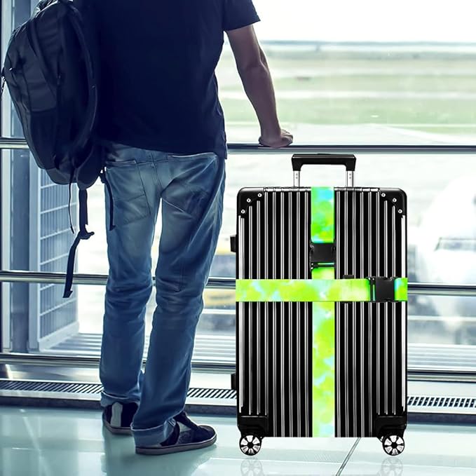 Luggage Straps for Suitcases TSA Approved-2 Pack Bright Personalized Luggage Belt Strap for Suitcase/Carry On Bag Luggage Accessories for Travel (Watercolor-Green)
