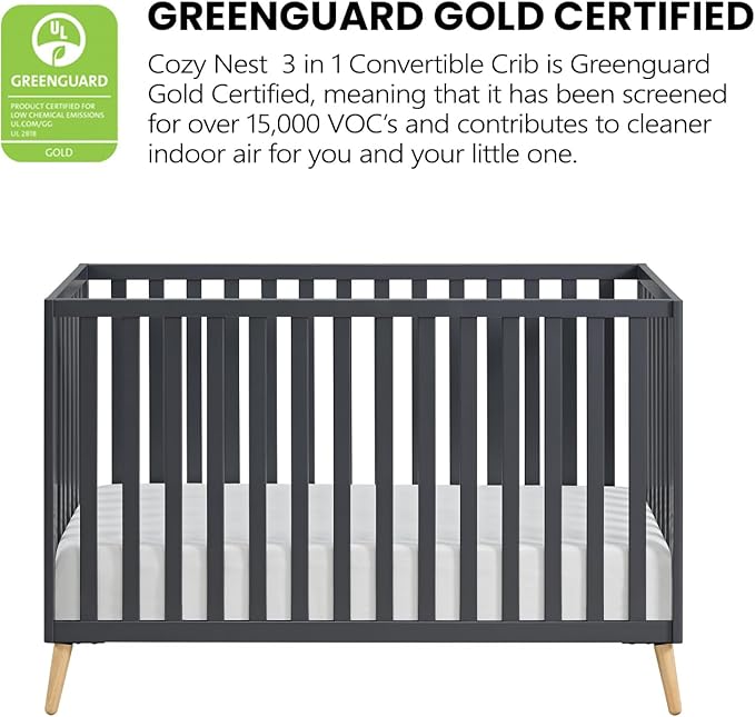 Oxford Baby Cozy Nest Convertible Island Crib, Midnight Slate/Natural
