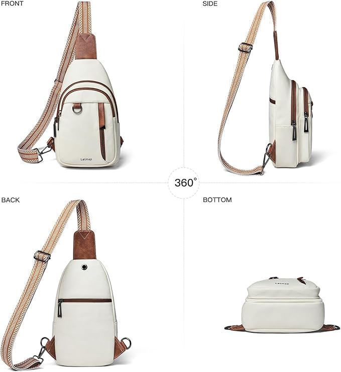 7L Sling Bag for Women Men Leather Small Sling Backpack Daypack Anti Theft Fanny Pack Crossbody Purse Travel