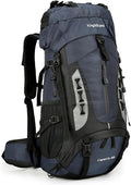 King'sGuard 60L Hiking Backpack Large Waterproof Camping Backpack for Men and Women Lightweight Frameless Backpacking Backpack with Rain Cover (Navy Blue)
