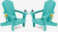 SERWALL Adirondack Chair with Cup Holders - Composite Adirondack Chairs Set of 2 HDPE Outdoor Chairs All Weather Use- Aruba