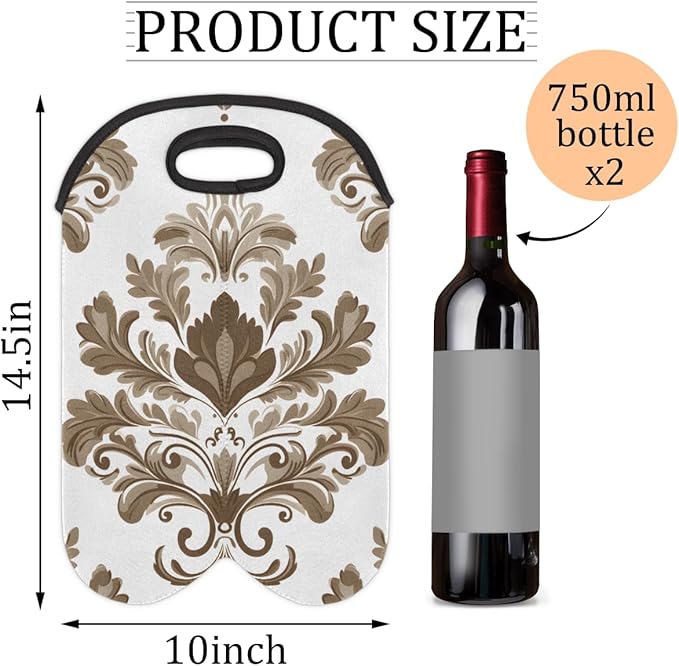 Neoprene Wine Tote, Bottle Carrier Gag Insulating Neoprene Thicker, Insulated Wine Bag for Travel Holds Two Bottles, Bottle Carrier Bags Protect the Bottles, White Totem