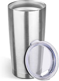 StarSpeed 20oz Tumbler Bulk with Lid, Stainless Steel Insulated Tumblers Double Wall Vacuum Insulated Travel Mug, Powder Coated Coffee Cups for Hot and Cold Drinks(Silver,1)