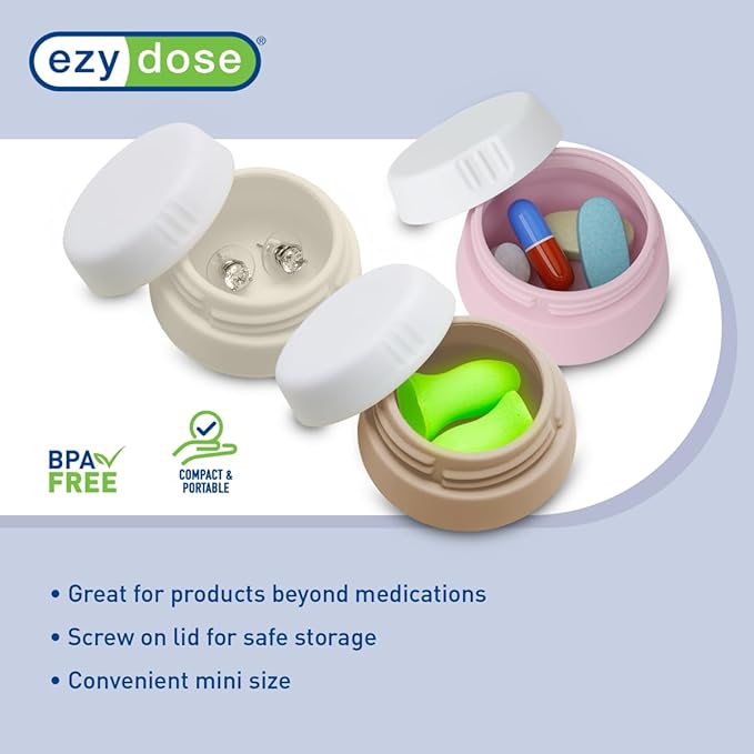 EZY DOSE Silicone Jar, Multi-Purpose Travel-Sized Container, Washable and Reusable, Versatile and Durable Container for Storage, Organizing and Preserving, Pink, Beige, and Peach, BPA Free, 3-Pack