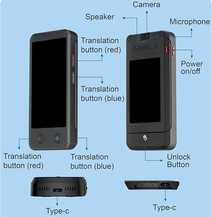 iTour D-pro Language Translator Device, Realtime Detachable Dual Screen AI Translator with 139 Languages, Online & Offline & Photo Translation, Instant Voice Translator for Business Learning Travel