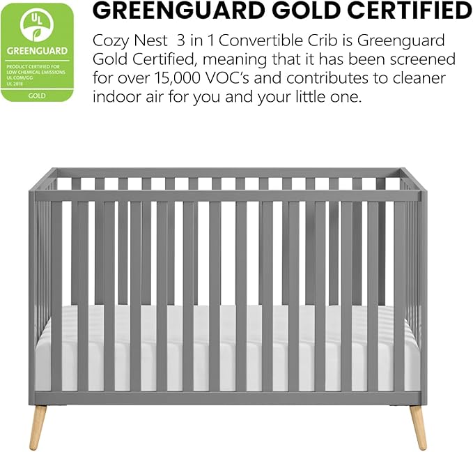 Oxford Baby Cozy Nest Convertible Island Crib, Dove Gray/Natural