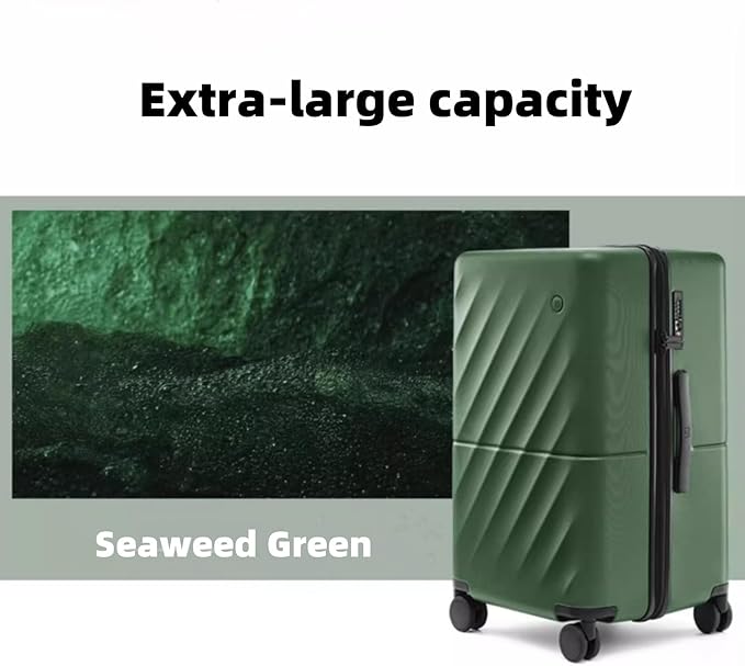 Trunk Luggage 26 Inch, Medium Checked Luggage with Double Spinner Wheels, Anti-Burst Zipper, Hard Case PC Suitcase, Lightweight Travel Luggage, TSA Approved (Seaweed Green, Hudson)