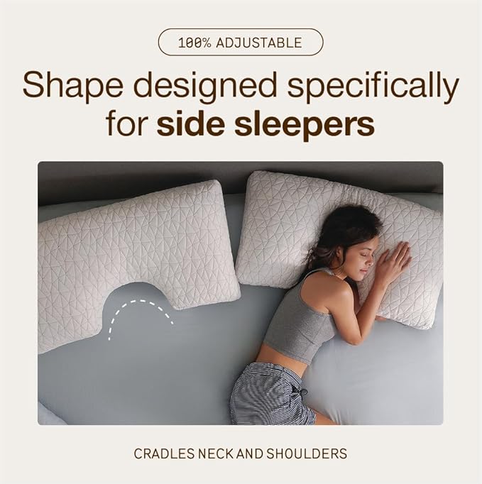 Coop Home Goods Original Cut-Out Adjustable Pillow, Queen Size Bed Pillows for Neck & Head Support, Memory Foam Pillows - Medium Firm for Side Sleeper, CertiPUR-US/GREENGUARD Gold