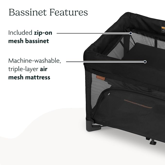UPPAbaby Remi Playard | Deluxe 3-in-1 Portable Playard, Bedside Bassinet + Travel Crib| Mesh Bassinet, Mattress, Organic Cotton Mattress Cover + Storage Bag Included | Jake (Charcoal)
