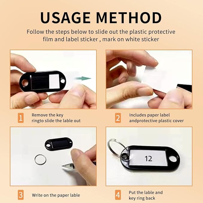 Portable Zippered Key Organizer, Fireproof Key Case with 8 Key Hooks and Tags,Waterproof Key Binder,Portable Key Storage for Estate Sales Hotel Executives and Car Service
