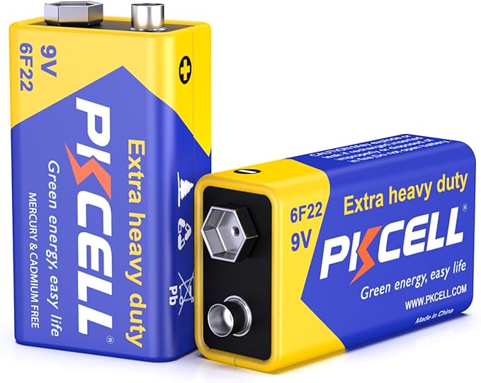 PKCELL 9V Battery Carbon Zinc for Smoke Detectors 6F22 Battery, 10-Year Shelf Life，Ultra Long-Lasting(2 Count)