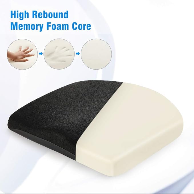 Tsumbay Memory Foam Seat Cushion, Office Soft Seat Cushion with Carry Handle, Washable Cover, Comfortable Coccyx Cushion for Home Office Chair Pad, Car Seat, Wheelchair -Black