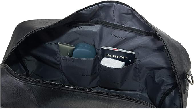 Kenneth Cole REACTION Port Stanley Duffel Pebbled Vegan Leather Carry on Shoulder Duffle Travel Bag