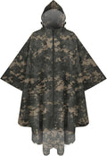 PTEROMY Hooded Rain Poncho for Adult with Pocket and Zipper, Waterproof Lightweight Raincoat for Men and Women