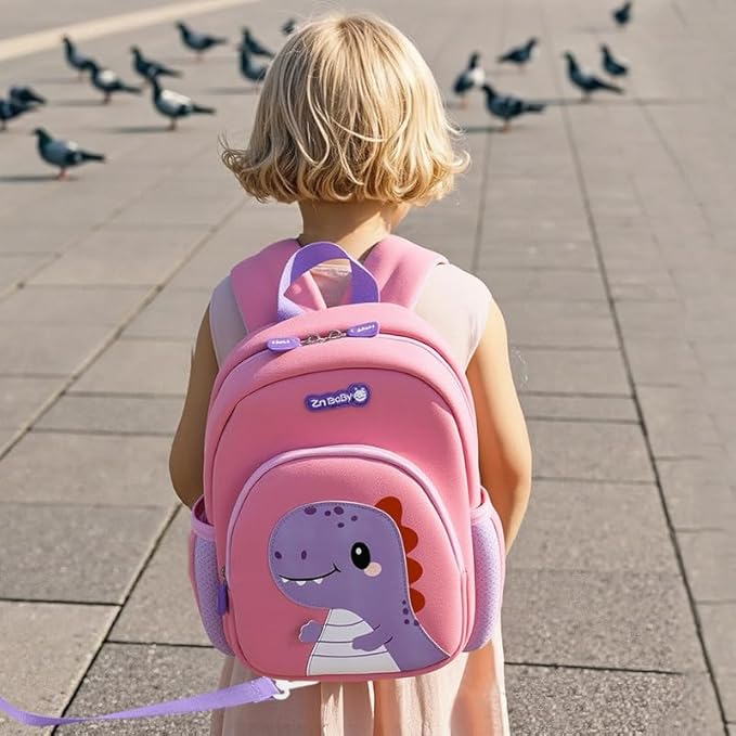 Padgene Toddler Harness Backpacks Safety Leash Kids Anti Lost Kindergarten Preschool Backpack Neoprene Lightweight Animal Schoolbag 3D Cartoon Dinasour Mini Travel Bag for Boys Girls Ages 3-5