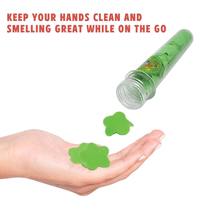 Flower Paper Soap Sheets (Pack of 4) - Portable Disposable Travel Paper Soap Confetti - Foaming Hand Washing Scented Soap Flakes for Indoor, Travel, Camping, Hiking, Outdoor, (Green)