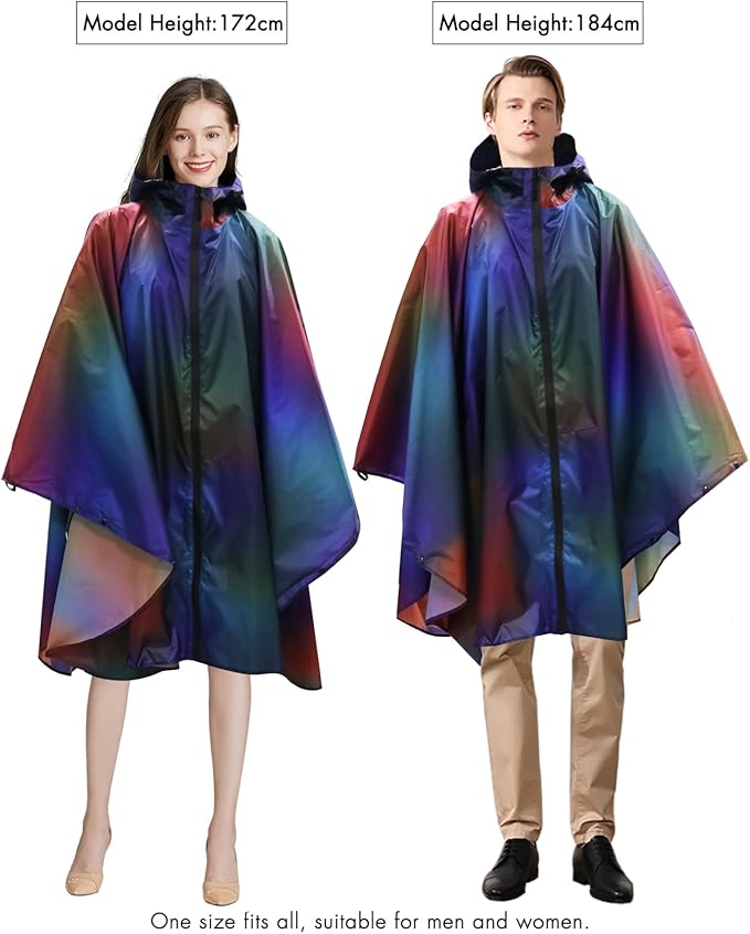 ANYOO Waterproof Rain Poncho Lightweight Reusable Hiking Hooded Coat Jacket for Outdoor Activities
