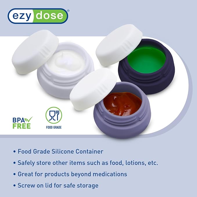 EZY DOSE Silicone Jar, Multi-Purpose Travel-Sized Container, Washable and Reusable, Versatile and Durable Container for Storage, Organizing and Preserving, Grayscale Colors, BPA Free, 3-Pack