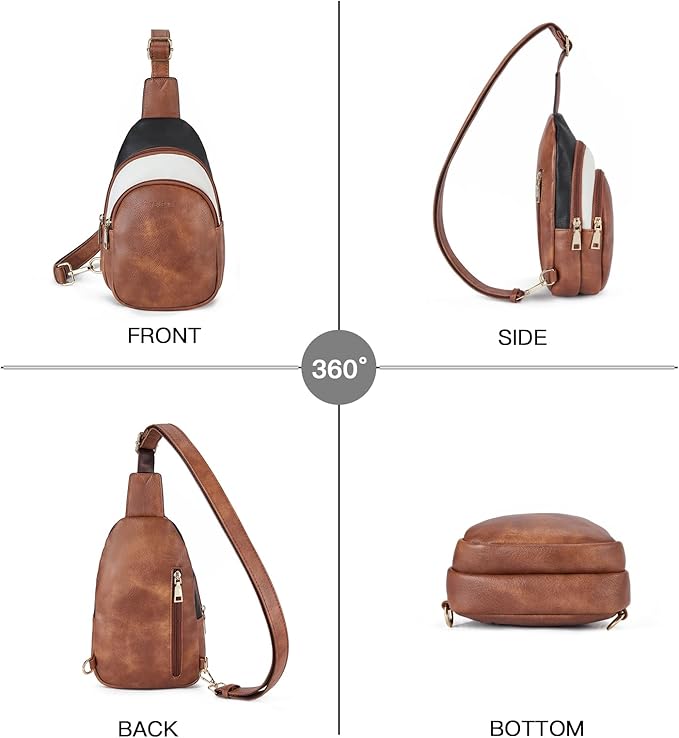 Telena Small Sling Bag for Women Leather Crossbody Fanny Packs Chest Bag for Women