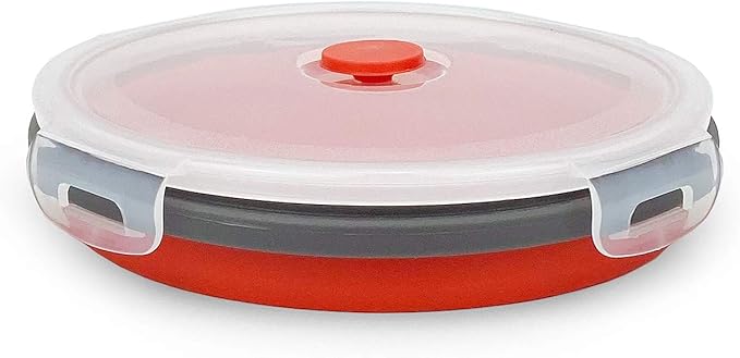 CARTINTS 1200ml Large Collapsible Meal Prep Containers, Reusable Silicone Food Storage Containers, Stackable Fridge Storage Containers, With Leakproof Lids, Microwave and Freezer Safe, Red