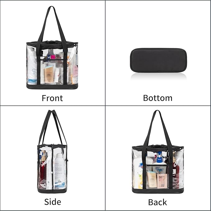 Large Clear Toiletry Bag, Travel Toiletry Bag for Women Men, Waterproof Clear Tote Bag, Transparent Makeup Bag Cosmetic Organizer Portable Bath Shower Bag for Bathroom, Gym, Beach, Swimming, Traveling