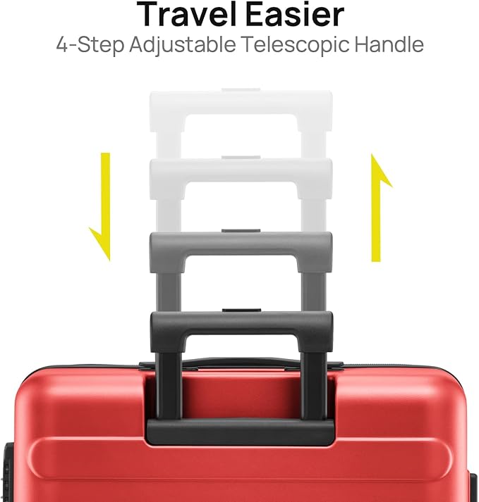 Carry on Luggage 22 X 14 X 9 Airline Approved, 20 Inch Luggage for 3-5 Days Travel, Double Spinner Wheels, 100% Hardshell PC, TSA Lock (06-Raspberry (Basic), Checked 28-Inch)
