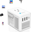 Upgraded Voltage Converter US to Europe for Hair Dryers 220V to 110V Converter with Fast Charging - Compact Travel Design with 3 USB-A + 1 USB-C Universal Travel Adapter for France Germany (White)