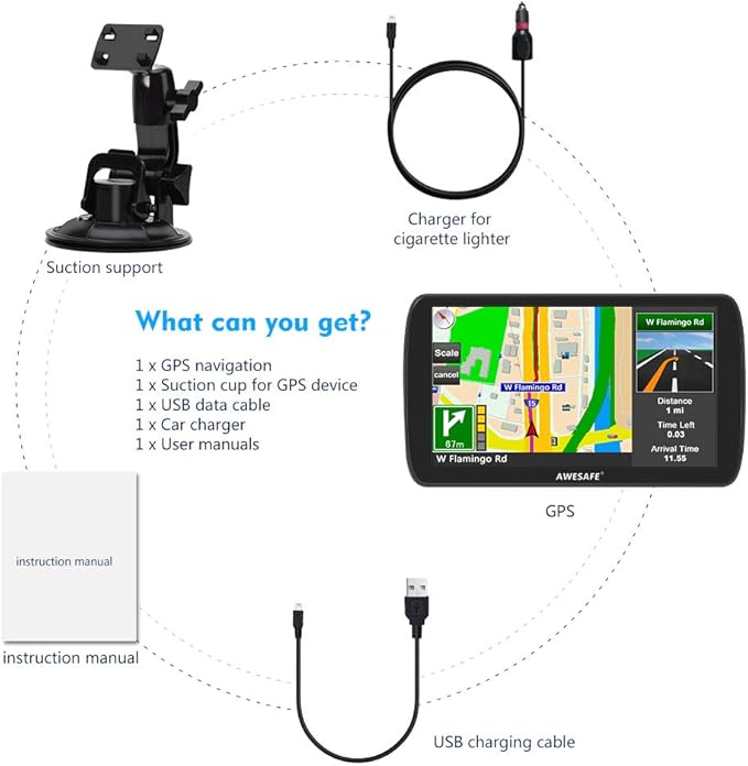 GPS Navigator for Car,9 inch Touch Screen Car GPS, Support Voice Turn Direction Guidance/Speed and Red Light Warning