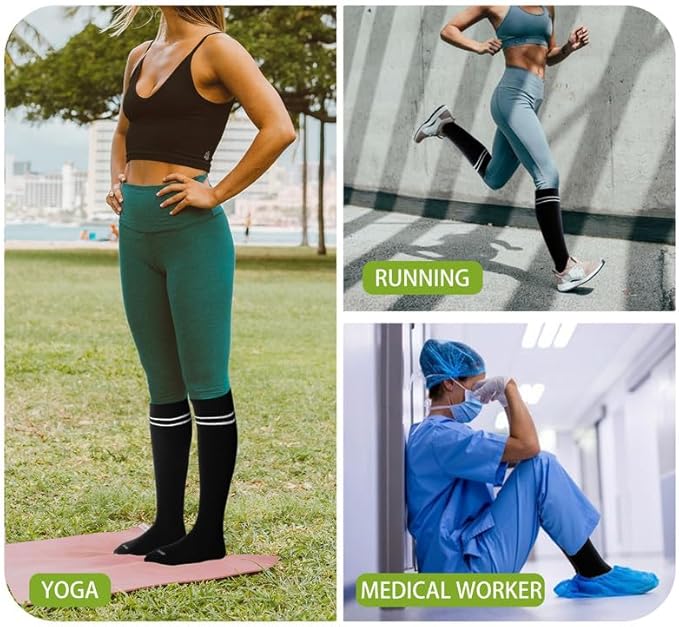 LEVSOX Compression Socks for Pregnant Women 20-30 mmHg Knee High Cute Funny Mens Supports Socks for Nurses, Medical, Travel