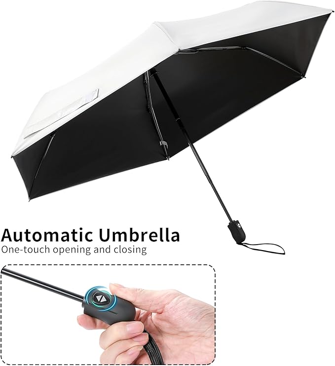 GAOYAING Compact Automatic Travel Umbrella with Case, Mini Small Folding Sun UV, Pocket Purse Umbrella