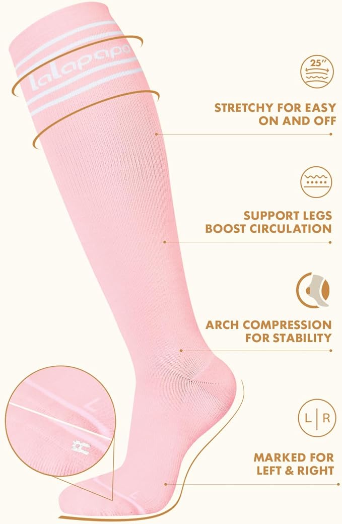 Thick Soft Cotton Compression Socks for Women Men 15-20mmHg Knee High Breathable Cotton Socks for All Day Comfort