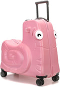 Kids Ride-on Luggage with Spinner Wheels Suitcase, Kid's Ride-On Suitcase Help Your Child Relax, Carry On Trolley Luggage with Password Lock (Pink, 22 inches)