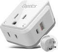 Ceptics UK, Ireland Power Adapter Travel, Safe Dual USB & USB-C 3.1A - 2 USA Socket - Compact & Powerful - Use in Hong Kong, England, Dubai, Saudi Arabia - Includes Type G Swadapt Attachments