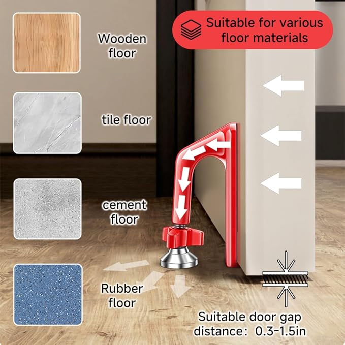Portable Alarm Door Stopper for Additional Safety in Hotel,Apartment and Bedroom,Removable Bottom Door Jammer Device,Anti Theft Extra Security Lock Kit for Travel. (Normal Stopper&Lock)