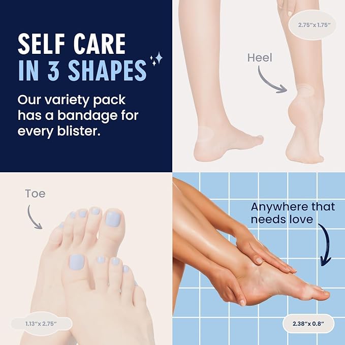Dr. Frederick's Original Better Blister Bandages - 10 ct - Water-Resistant - 40% More Cushioning - Hydrocolloid Pads for Foot Protection & Recovery - Blister Relief Pads - Spot Pack