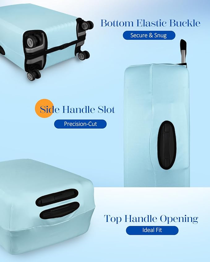 Slohif Luggage Cover for Suitcase Tsa Approved Protector - Luggage Sleeve Suit Case Cover Travel Stretch Large Baggage Case Protective Washable Fit 26-28 Inch Light Blue