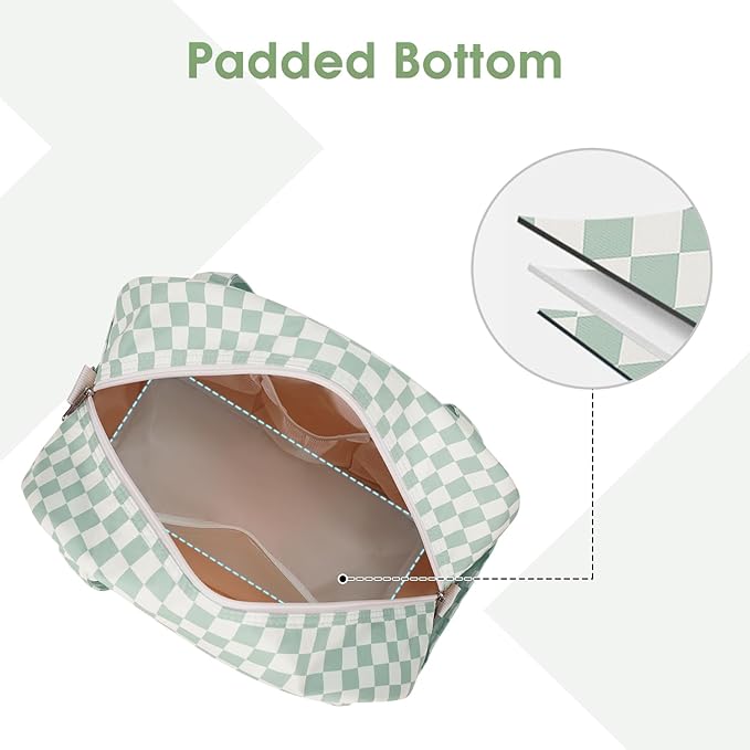 Narwey 18" Carry on Bag Underseat for Airplane with Wet Pocket Spirit Airlines Personal Item Bag Travel Duffel Bag Small Gym Bag Weekender Overnight for Women and Men (Mint Green Checkerboard)