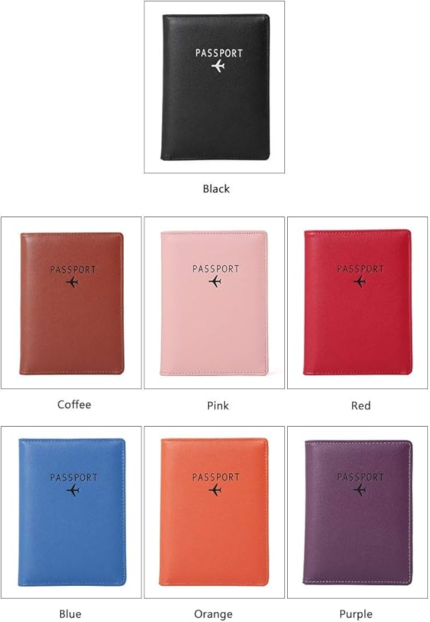 BAKUN Travel Wallet & Family Leather Passport Holder Cover RFID Blocking Travel Wallet, Leather Card Case, Travel Document Organizer Case(Red)