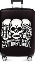 ANNA QUEEN Gothic Skull Luggage Cover, “See No Evil, Hear No Evil, Speak No Evil” Skeleton Design, Stretchable, Washable Suitcase Protector for 32-34 Inch Travel Suitcases