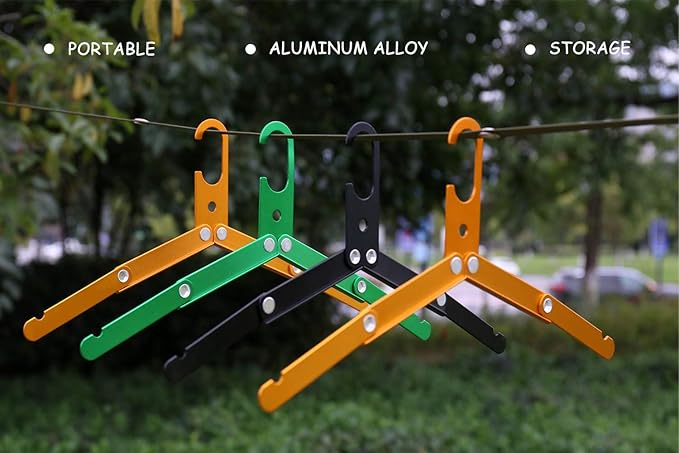 Hikeman Travel Hangers Metal Heavy Duty Folding Hangers for Wet Clothes Portable Space Saving Travel Accessories for Camping Cruise Hotel (3, Black)