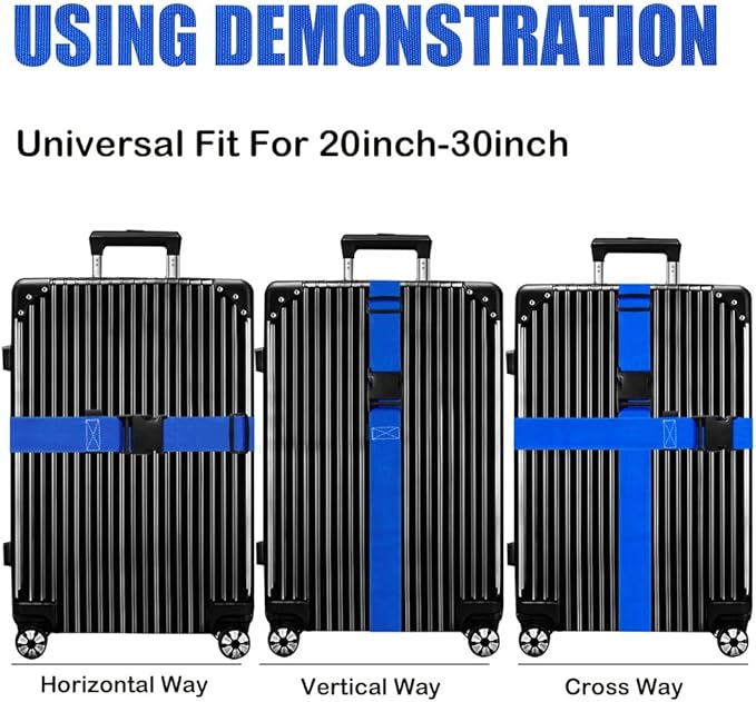 Luggage Straps for Suitcases TSA Approved-2 Pack Bright Personalized Luggage Belt Strap for Suitcase/Carry On Bag Luggage Accessories for Travel (Blue)