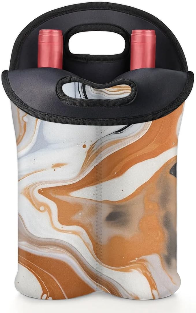 Wine Carrier Tote Personalized Bag for 2 Bottles - Neoprene Wine Bottle Holder with Carry Handle, Wine Protective Bag Insulated Bag Beer Cans Water Bottle Holder for Travel Picnic,Style3