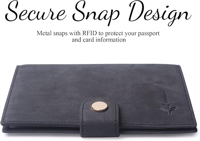 Genuine Leather Passport Case, RFID Passport Cover with Credit Card Holder for Women and Men Family ID Travel