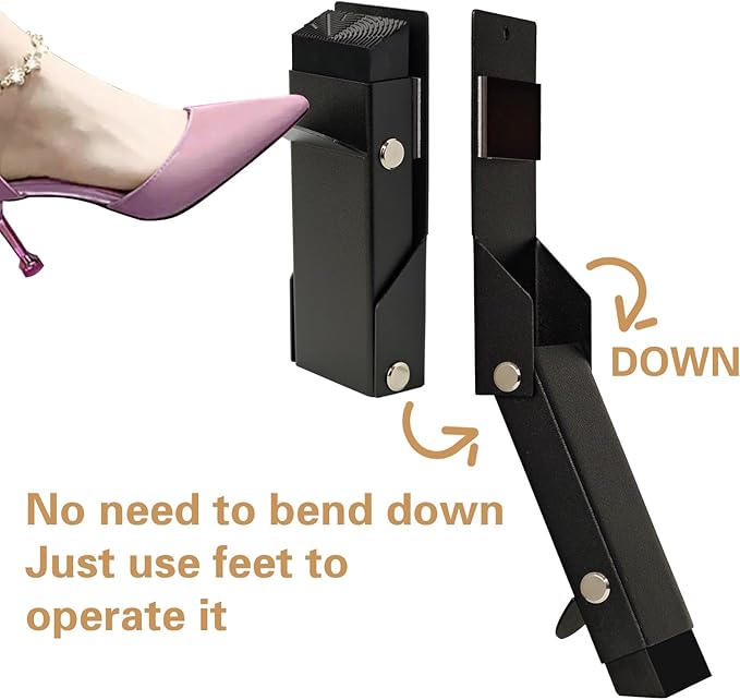 Door Stoppers 2 Pack, Door Stop of Self-Adhesive, Kick Down Door Stopper, No Longer Requires Manual Operation or Bending Over, Door Stoppers for Bottom of Door
