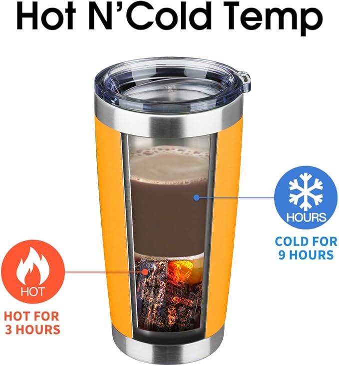 20oz Tumbler Bulk Stainless Steel Vacuum Insulated Tumblers with Lid Double Wall Travel Mug, Durable Powder Coated Coffee Cup, Suitable for Ice Drinks and Hot Beverage (Orange 12pack)