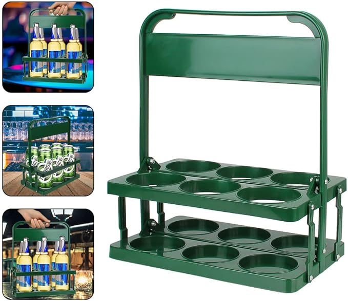 Portable Drink Carrier for Big Cups, Foldable Plastic Cup Holder, Reusable Cup Holder Carrier with Handle, Drink Delivery Carrier, Green Doordash