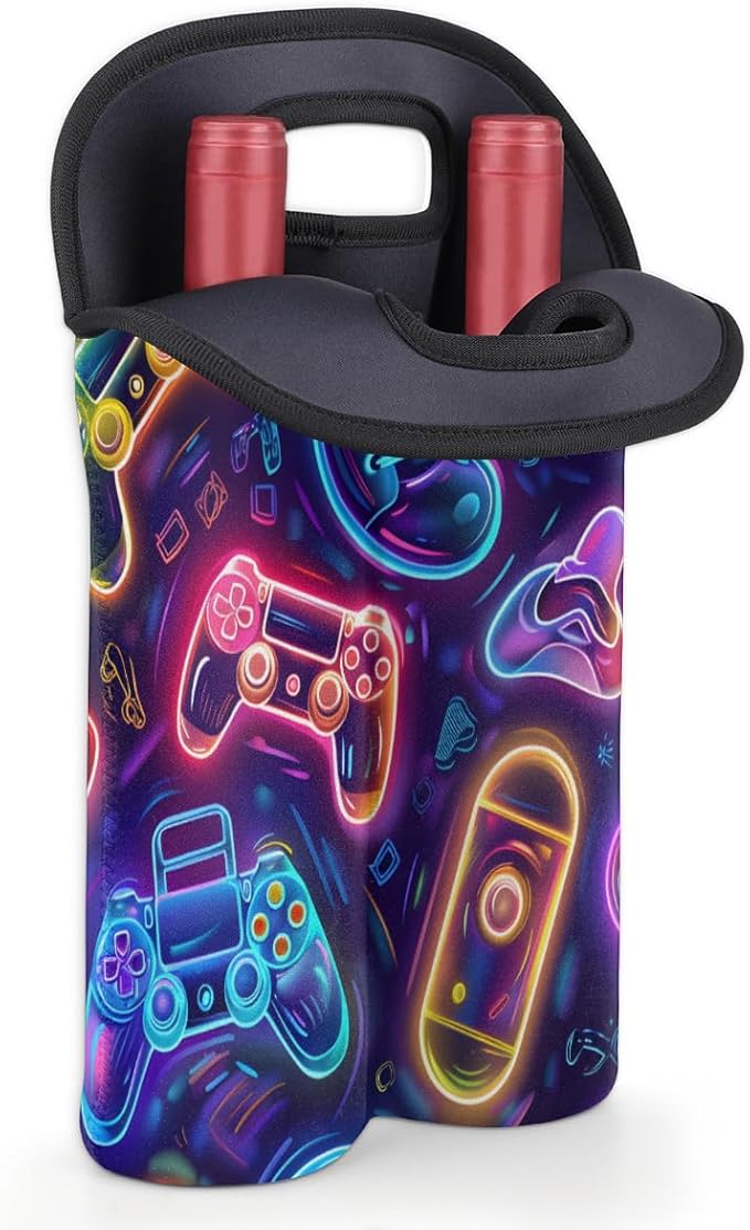Neoprene Wine Tote, Bottle Carrier Gag Insulating Neoprene Thicker, Insulated Wine Bag for Travel Holds Two Bottles, Bottle Carrier Bags Protect the Bottles, Game Console